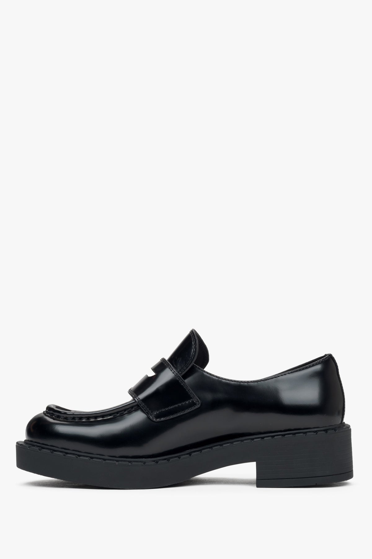 Schwarze Damen Loafer aus Leder von Estro ER00115909