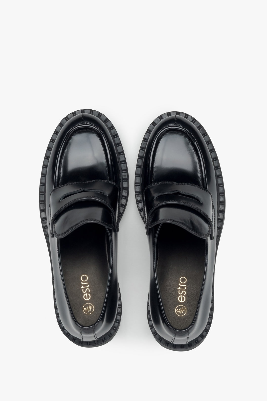 Damen Penny Loafer aus echtem Leder Schwarz Estro ER00115909