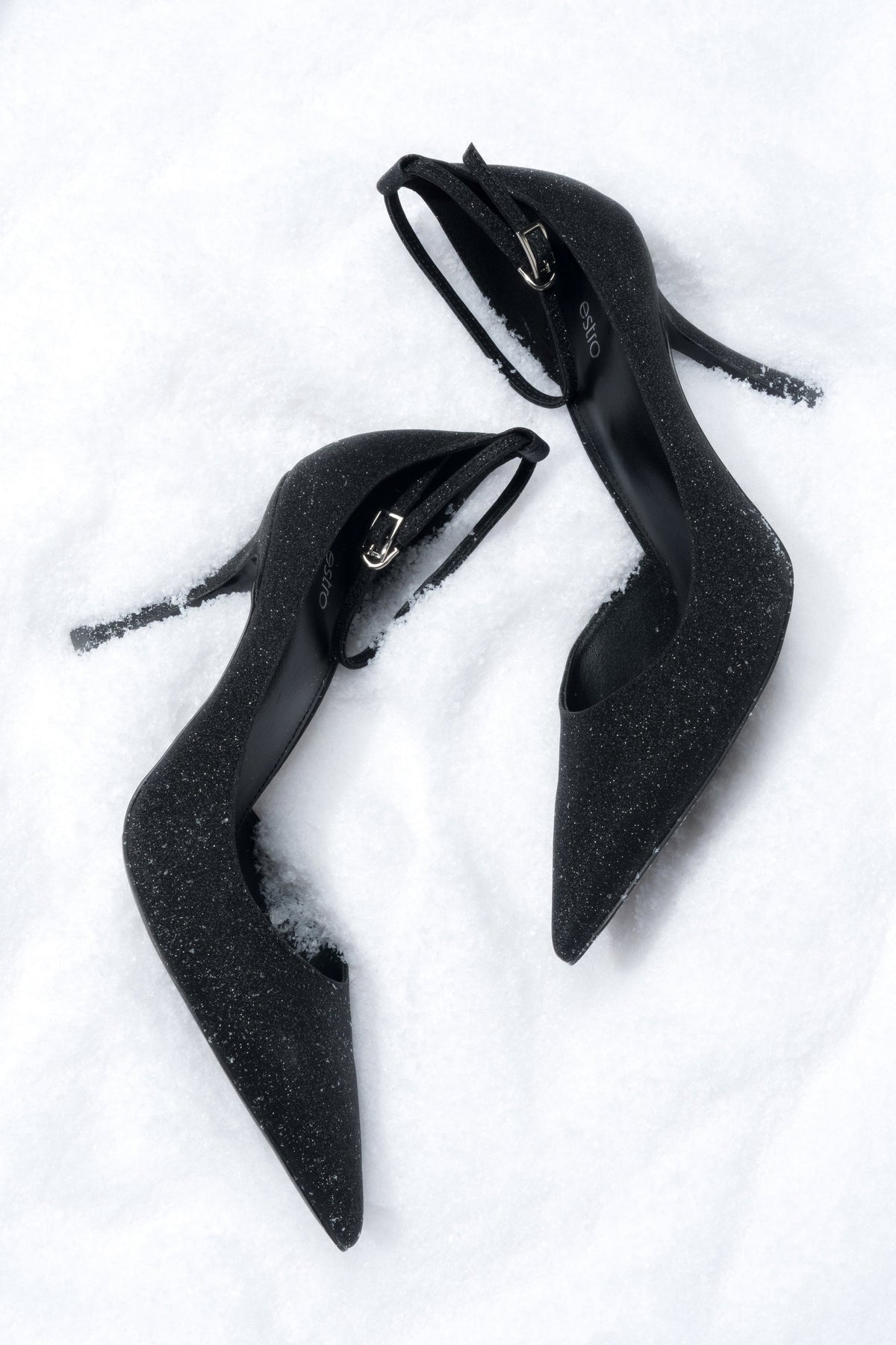 Schwarze Damen-Pumps mit hohem Absatz und Schnalle Estro ER00118468.