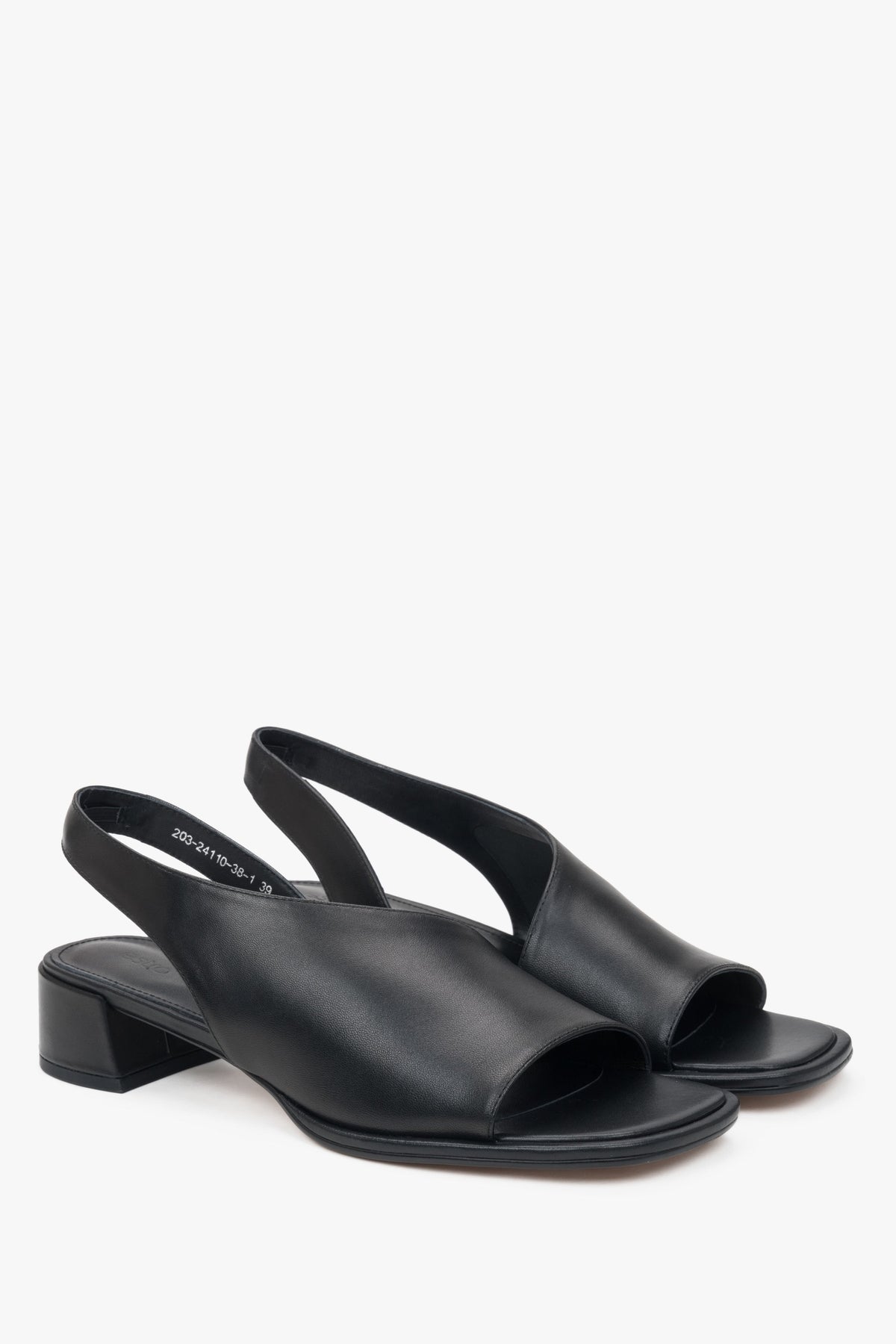 Sommerschuhe für Damen aus echtem Leder in Schwarz, ESTRO ER00116928