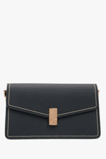 Schwarze Leder-Schultertasche mit goldfarbenen Akzenten Estro ER00117249.