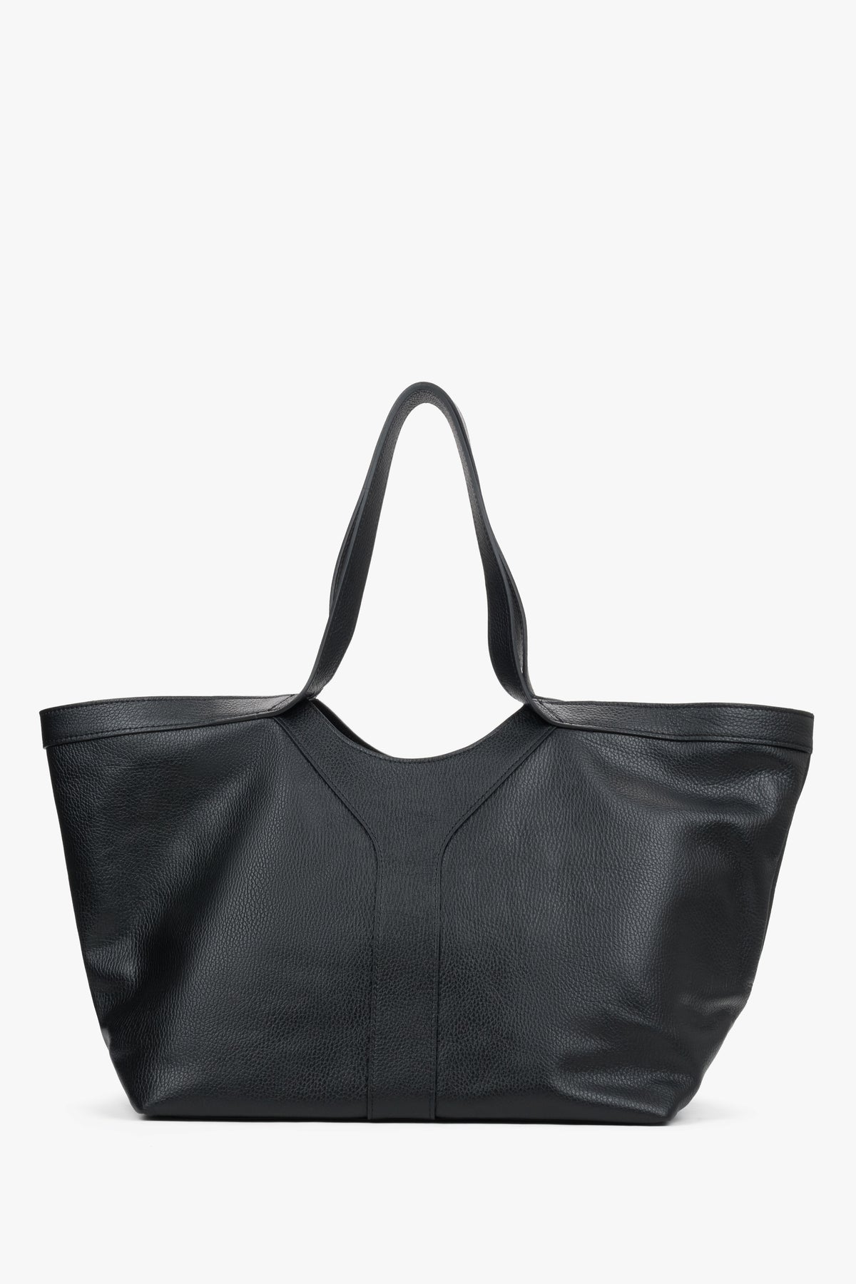 Eleganter schwarzer Leder-Shopper aus der Estro Premium-Kollektion für anspruchsvolle Looks