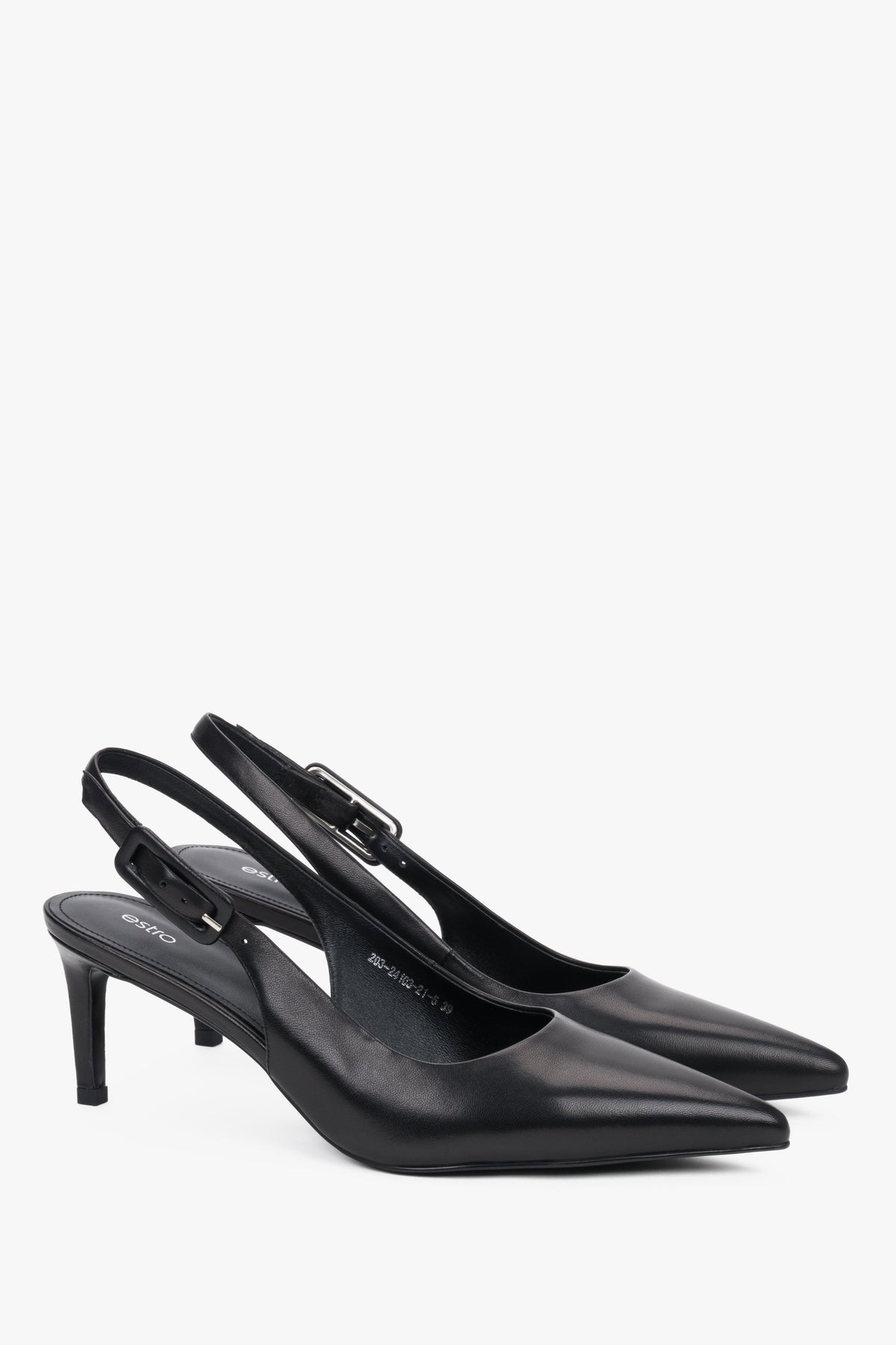 Schwarze Damen-Pumps mit offener Ferse und Stilettoabsatz