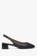 Seitenansicht der schwarzen Damen Slingback-Pumps mit niedrigem Absatz, Estro ER00116971