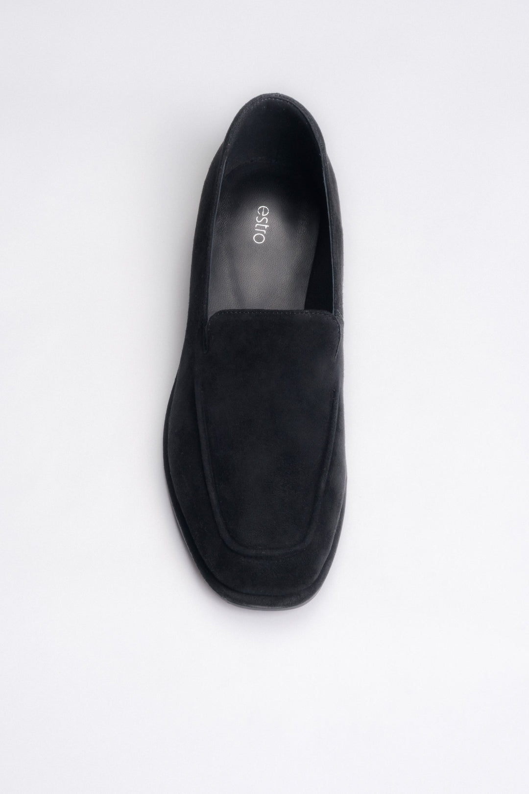 Schwarze Damen-Mokassins aus weichem Velours Estro ER00118002.