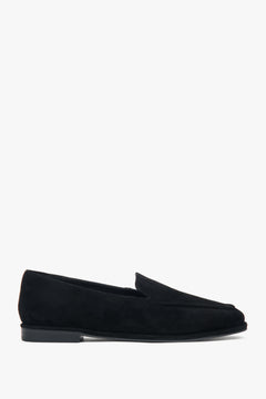 Schwarze Damen-Mokassins aus echtem Veloursleder von Estro.
