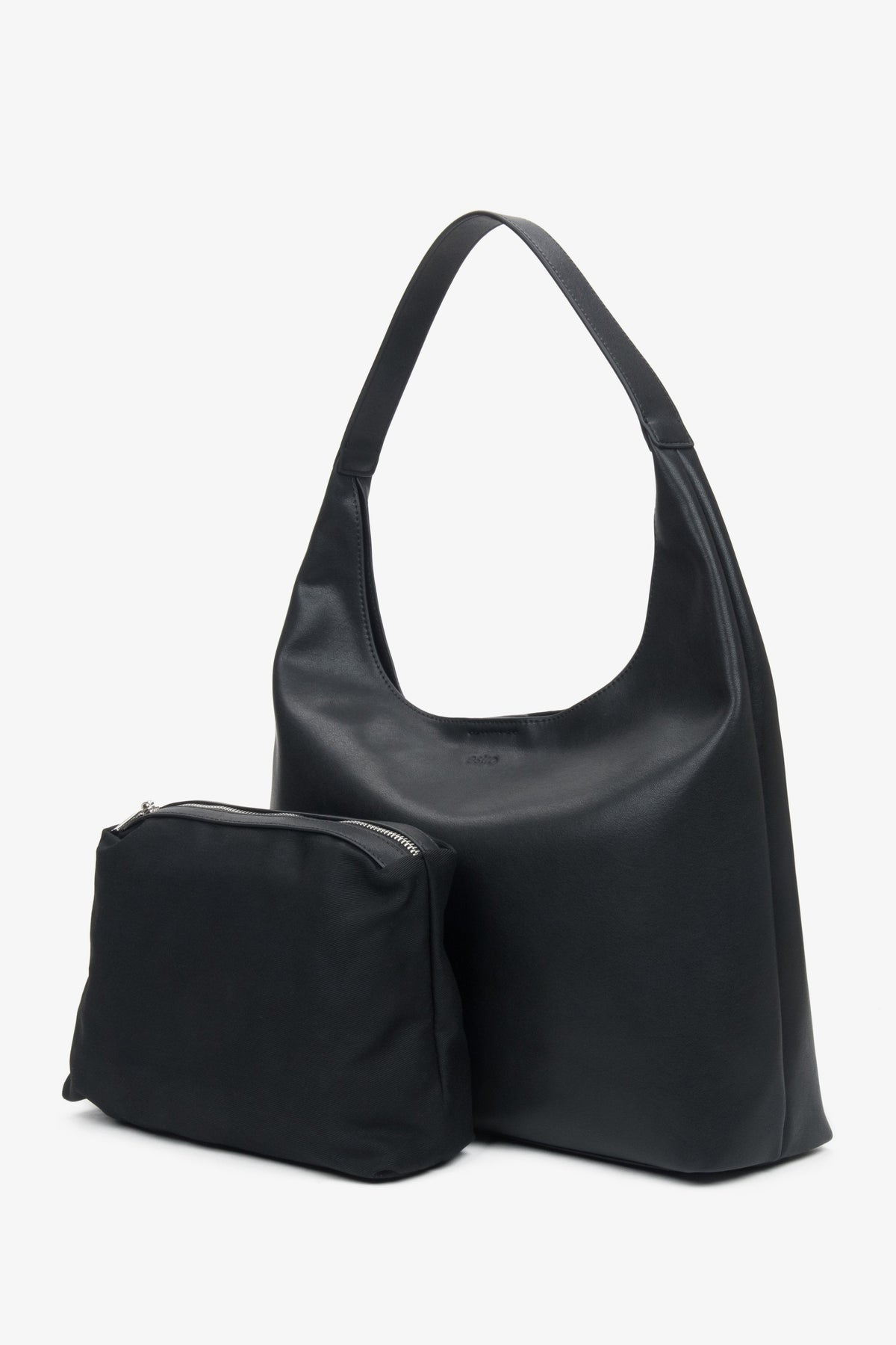 Schwarzer Damen-Shopper aus echtem Leder Estro ER00116833