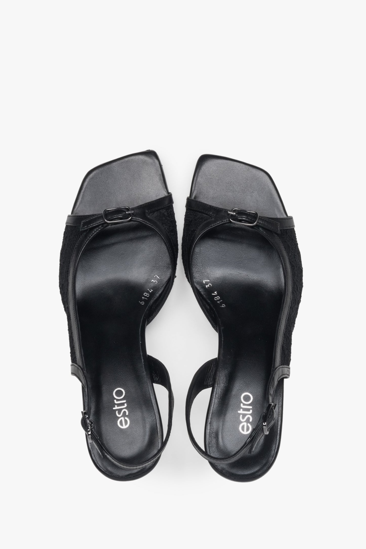 Schwarze Slingback-Sandaletten mit Spitze für Damen – Estro ER00117437