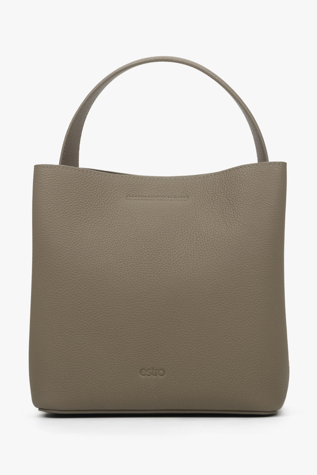 Taupefarbene Damen-Handtasche von Estro aus hochwertigem Echtleder.