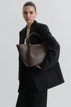 Dunkelbraune Hobo Bag aus italienischem Premium-Leder Estro ER00116352