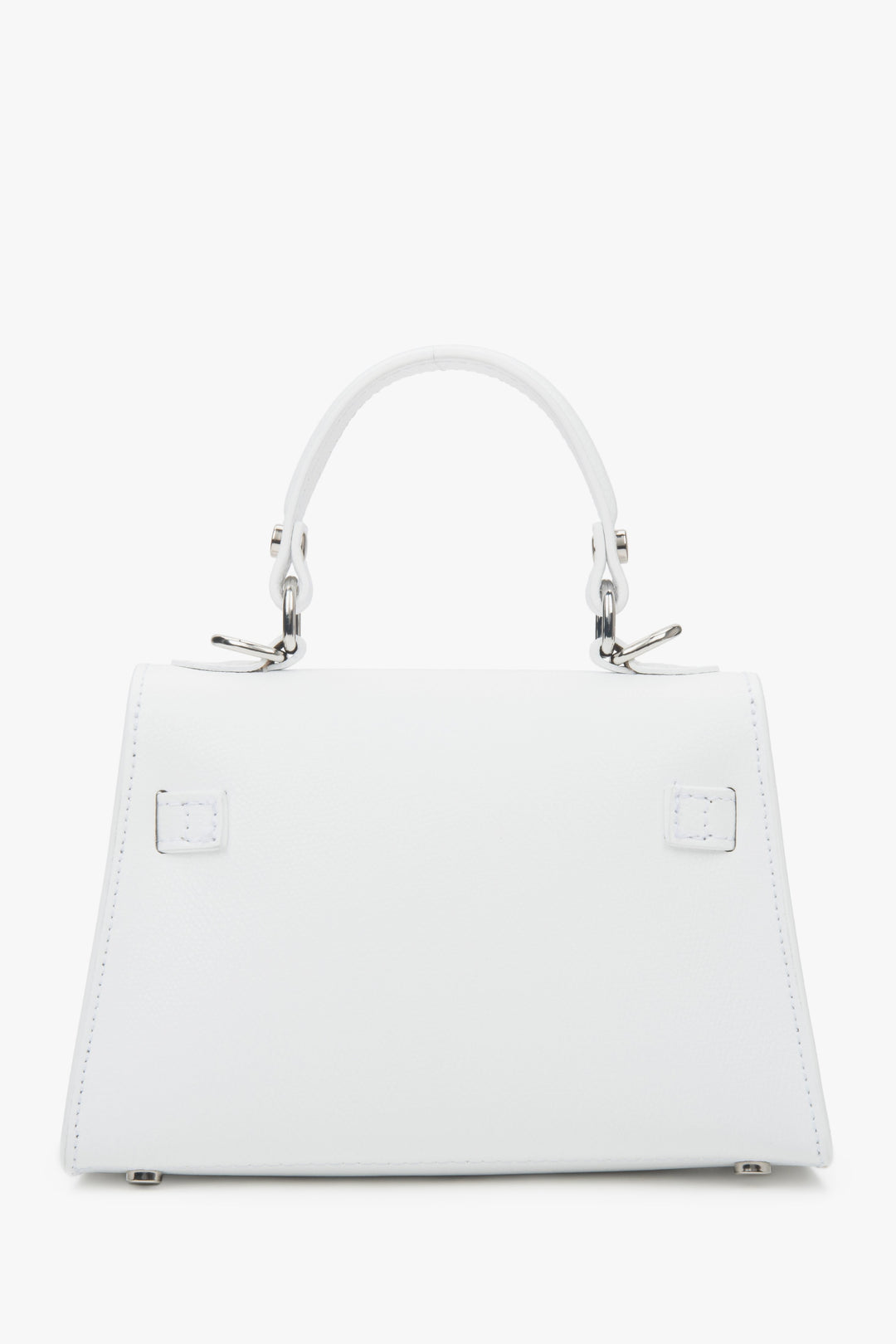 Kompakte weiße Satchel-Handtasche von Estro aus exklusivem italienischem Premium-Echtleder.