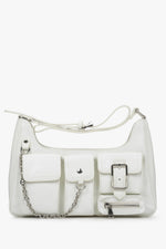 Weiße Damen-Schultertasche aus echtem Leder mit mehreren Fächern Estro ER00114407.