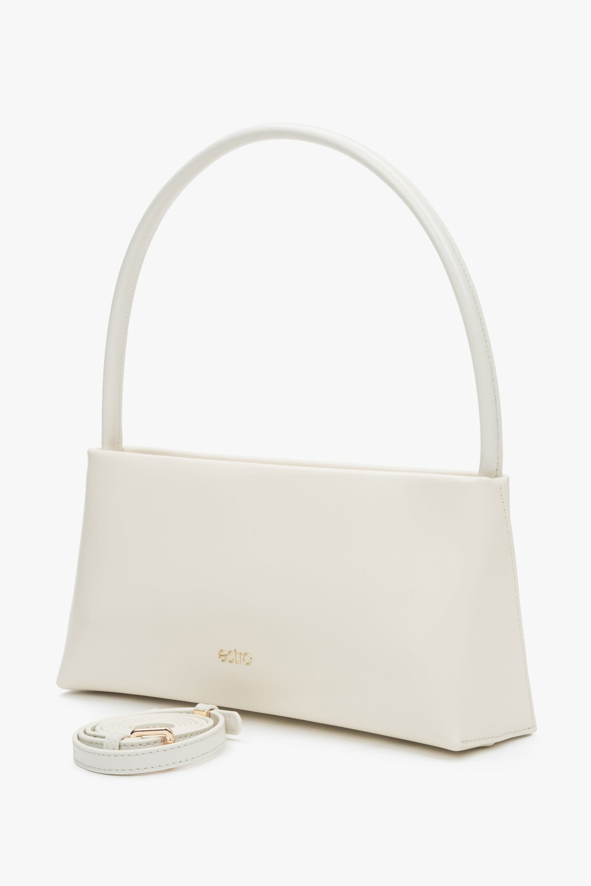 Minimalistische weiße Ledertasche für Damen in kompakter Form.