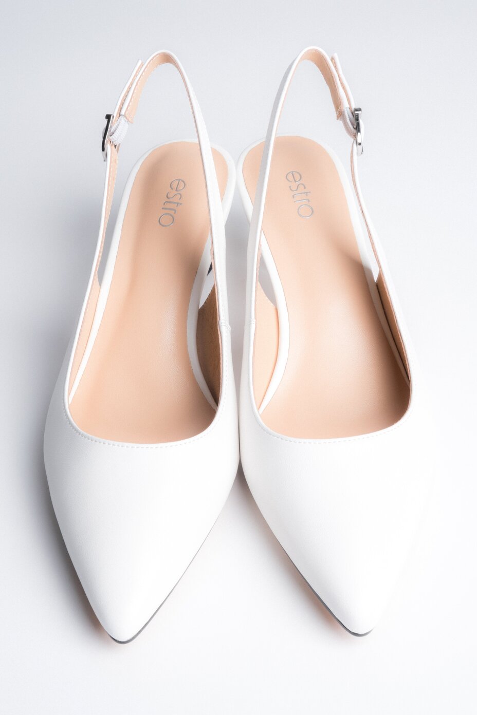 Weiße Damen-Slingpumps aus weichem Echtleder mit Trichterabsatz Estro ER00117124.