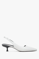 Weiße Slingback-Pumps aus Leder für Damen mit niedrigem Absatz, ESTRO ER00116926