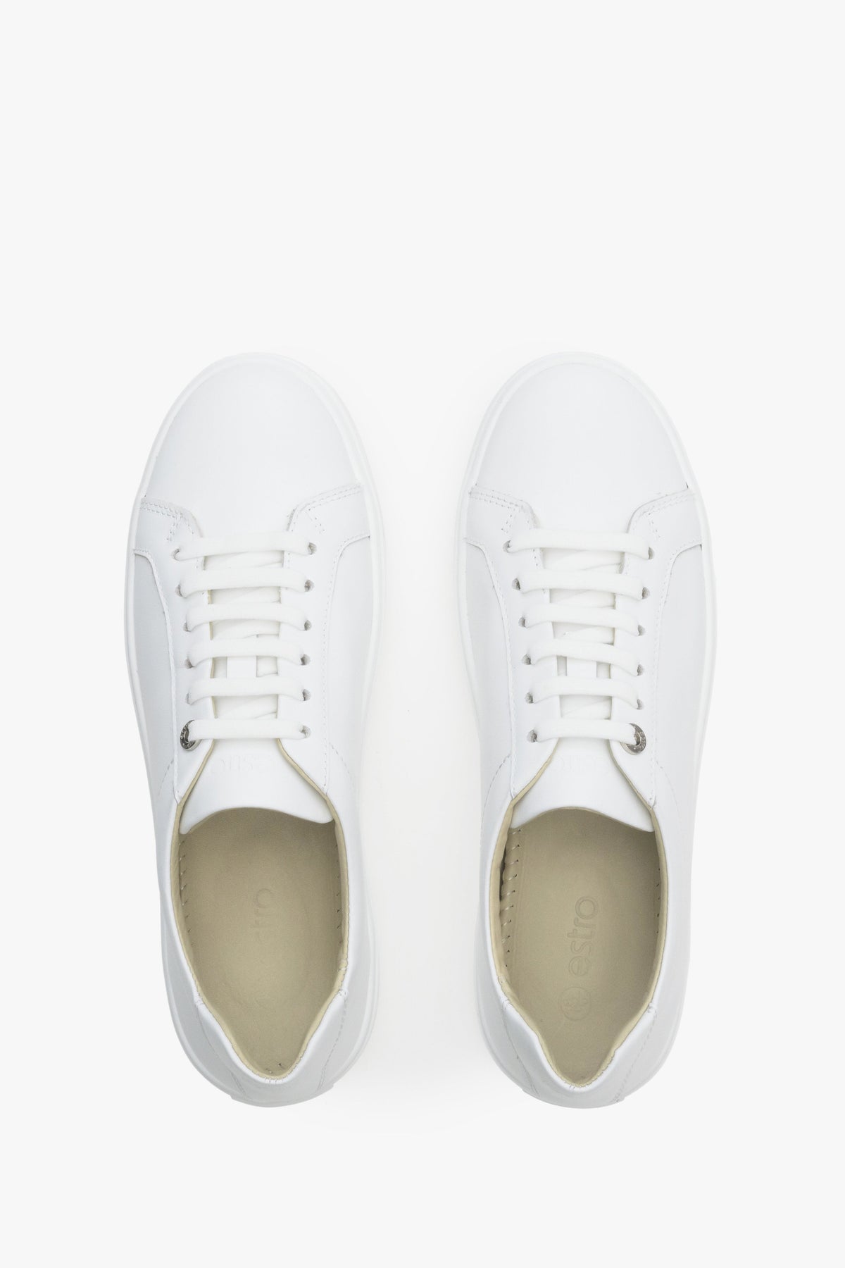 Weiße Damen-Sneaker (Low-Top), gefertigt aus hochwertigem italienischem Echtleder.