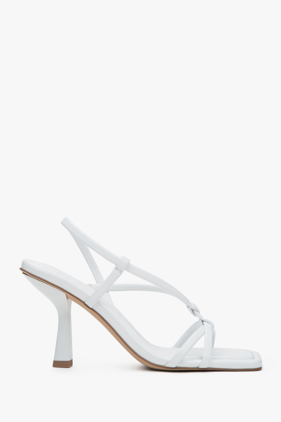 Rechte Seitenansicht der weißen Slip-On-Sandalette für Damen
