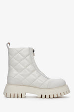 Weißer gesteppter Damen-Winterstiefel aus Echtleder Estro ER00111822.