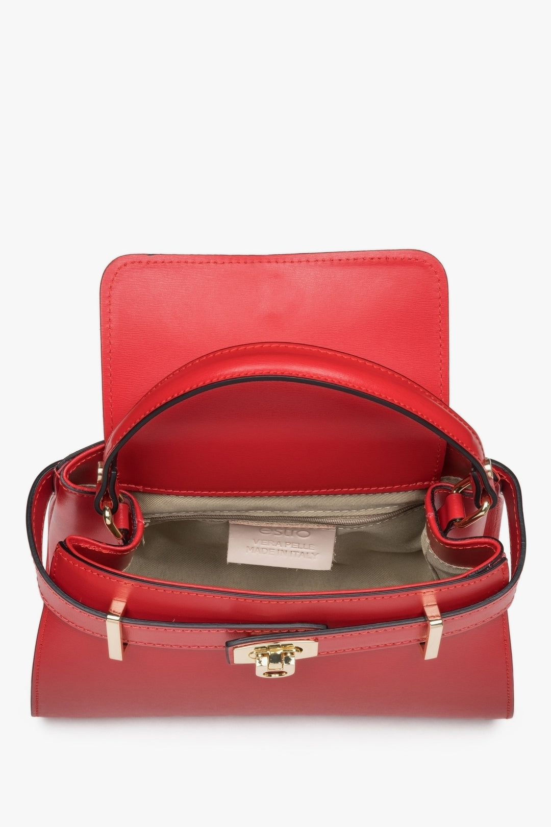 Rote Damen-Satchel-Tasche aus edlem italienischem Echtleder Estro ER00117129